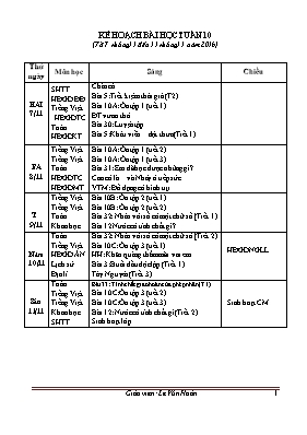 Kế hoạch bài học tuần 10 lớp 4 - Năm học 2016-2017 - Lê Văn Hoàn